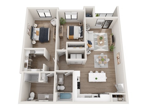 a 3 bedroom floor plan with a bathroom and a living room